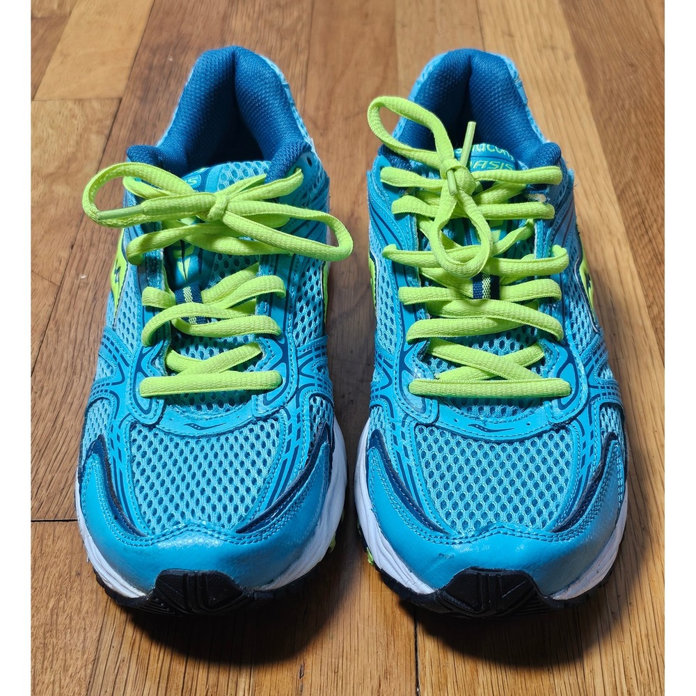 Saucony Grid Oasis Womens Running Shoes Blue Neon Yellow 15096-19 Size 9.5 EUC